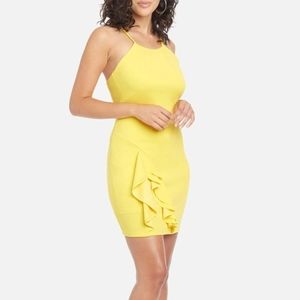 Bebe | Halter Asymmetrical Ruffle Dress Size LARGE